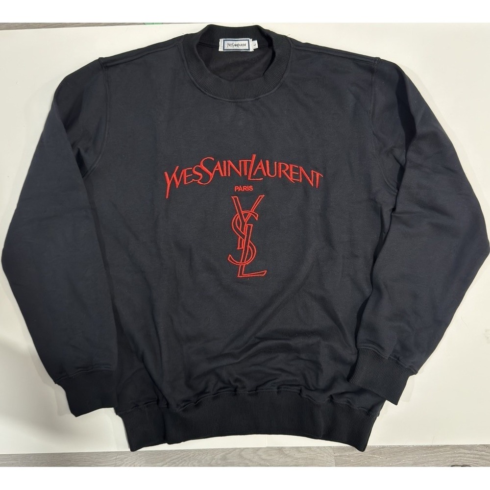 Vintage YSL Sweatshirt Large Black